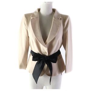 Red Valentino Elegant Cream Blazer with Black Bow